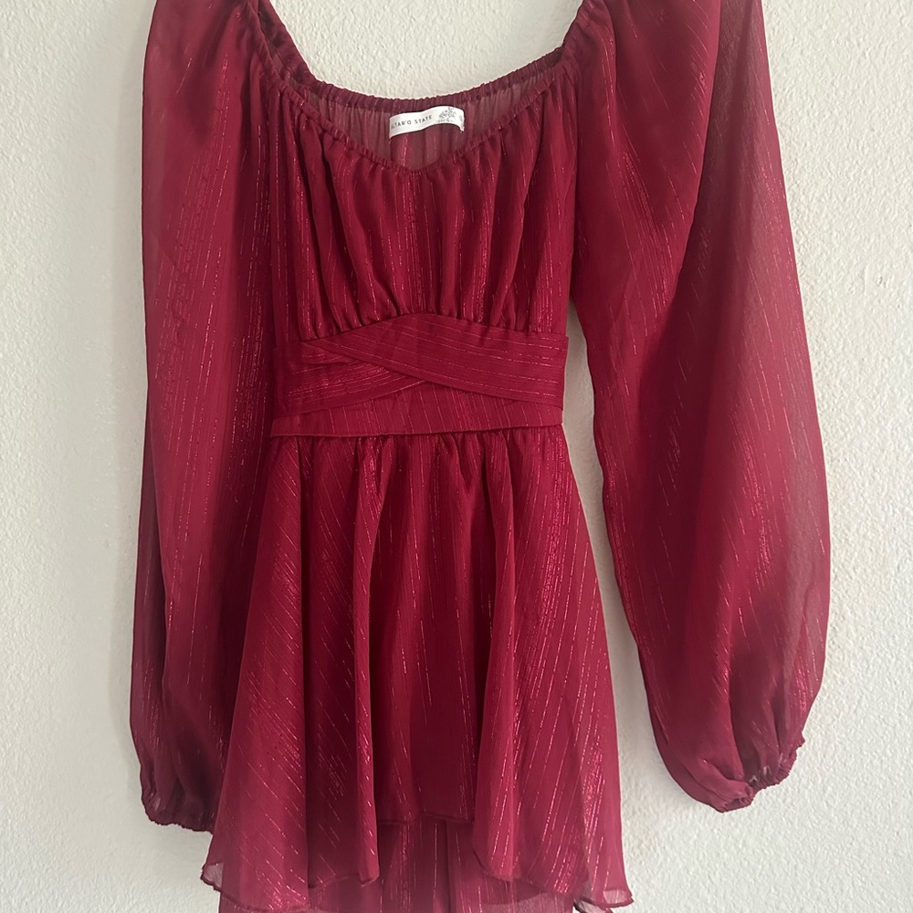 Altar'd State Burgundy Sheer Blouse